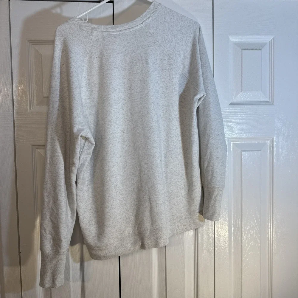 Athleta Criss Cross Speckled White Long Sleeve Sweatshirt Pullover Large Soft - Picture 5 of 8